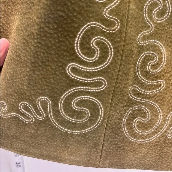 Vintage, Sz 4, custom, olive green genuine Suede Leather suit with Embroidery. - Picture 4 of 15